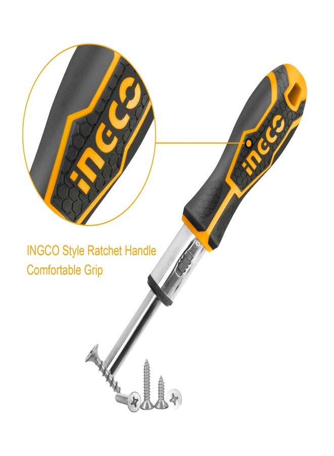 INGCO HKSDB0248 24 Pcs Screwdriver Set, 16 Pcs 6.35X25mm Screwdriver Bit, INGCO Style Ratchet Handle, High Auality Cr.V Material, Heavy duty, High Torque Resistance Screwdriver Set (1 Set) - Image 4
